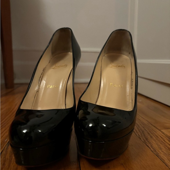 Louboutin black patent pumps like new. With red material bags. - Picture 2 of 5